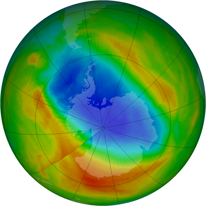 Antarctic ozone map for 31 October 1983